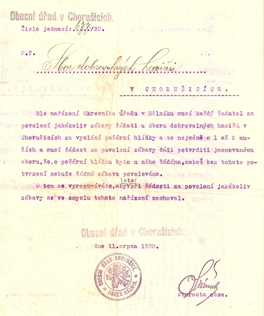 dokument z roku 1930